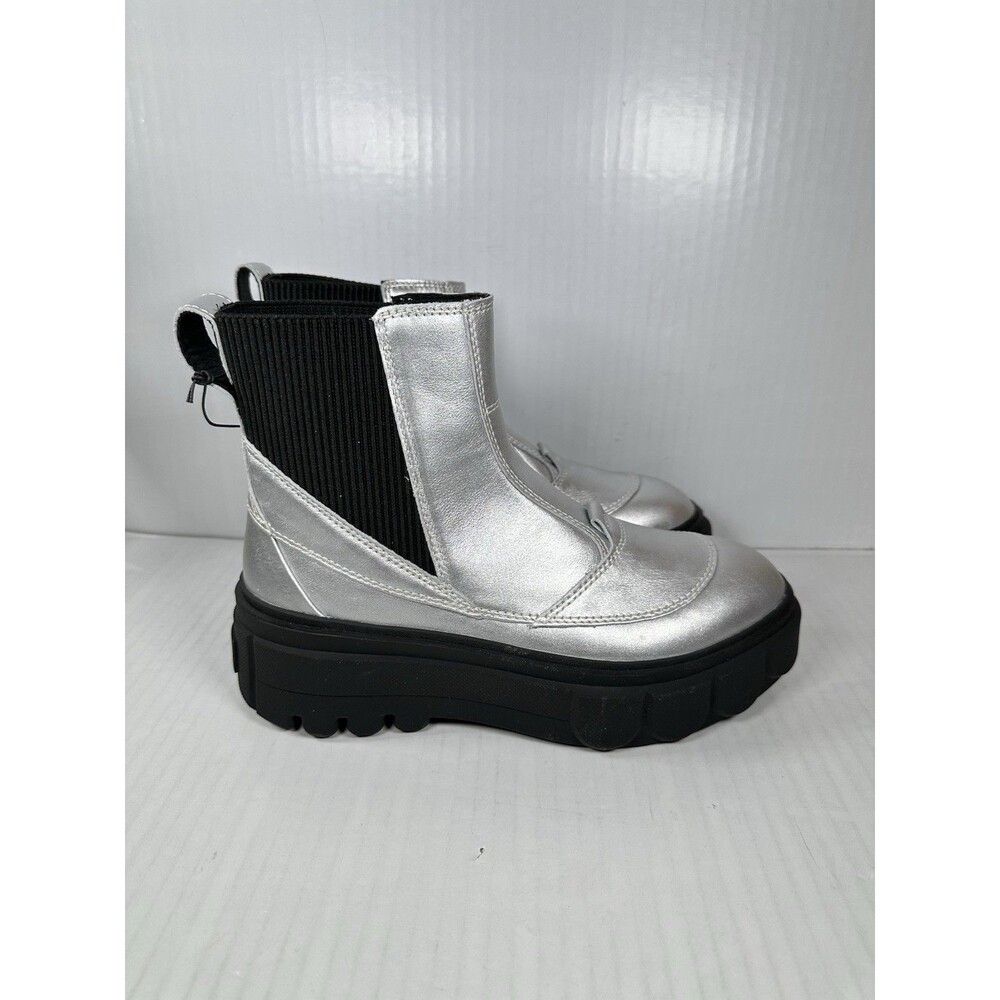 Sorel CARIBOU X Waterproof Platform Chelsea Ankle Silver Boots Size 8 Womens NEW